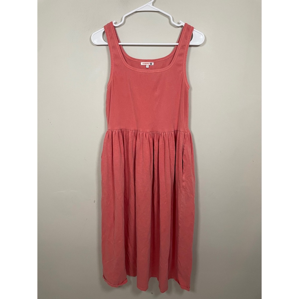 Sundry Mix Media Tank Midi Dress In Pink Size 4 (XL) Casual Effortless